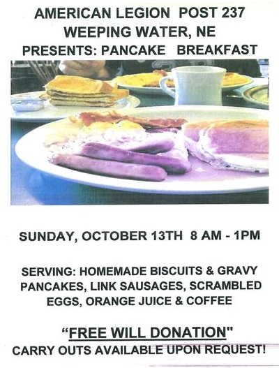 WW pancake breakfast Oct 13