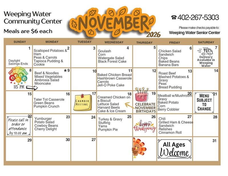 WW november schedule
