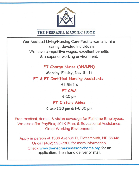 Masonic home jobs