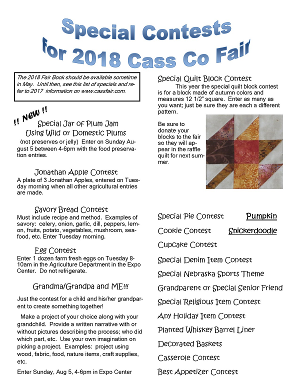 2018 Fair Special Contests2