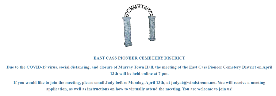 East Cass Pioneer Cemetery Meeting